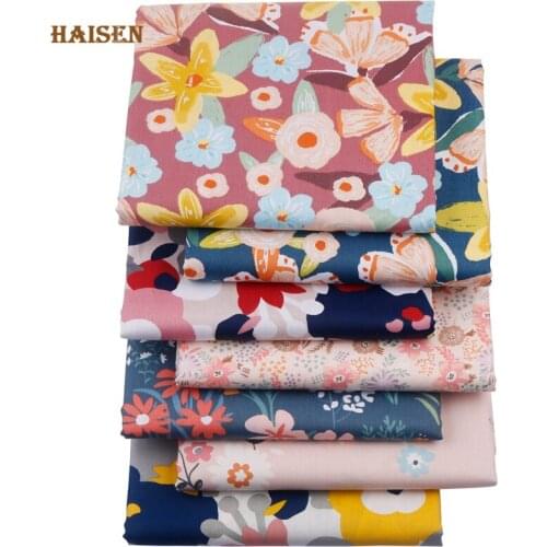 Haisen,7pcs/Lot,Floral Series,Printed Twill Cotton Tissue Fabrics,Patchwork Cloth,For DIY Sewing&Quilting Fat Quarters Material
