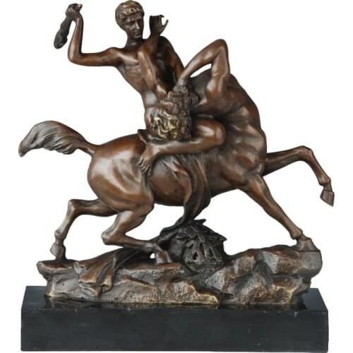 Famous Art Hercules Fighting with Centaur Nessus Statue Sculpture Bronze Replica Classical Collectible Figurine Decoration