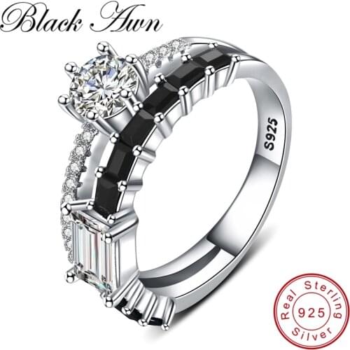 [BLACK AWN] Luxury 925 Sterling Silver Jewelry Finger Ring Elegant Rings for Women Girls Gift G047