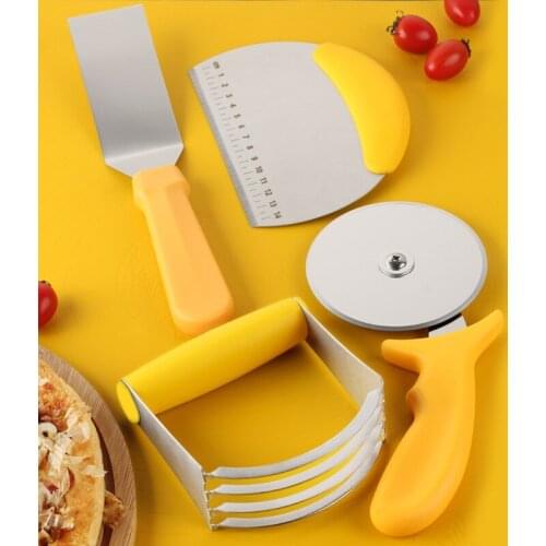 Stainless Steel Round Pizza Spatula Baking Supplies Thick Silicone Kneading Mat with Scale Manual Flour Cutter