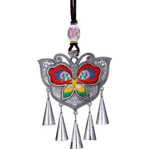 LosoDo Chinese ethnic fashion butterfly embroidery tassel hollow necklaces for women statement elegant luxury female jewelry