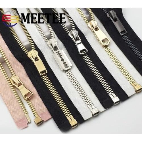 1pc Meetee 8# Metal Zippers 70/80/100cm Open-End Zipper Eco-friendly for Down Coat Jacket DIY Sewing Garments home Accessories