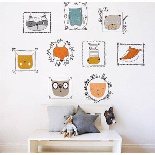 Lovely Animals Po Frame 60*90cm Wall Stickers For Kids Rooms Home Decor Cartoon Wall Decals DIY Mural Art PVC Posters