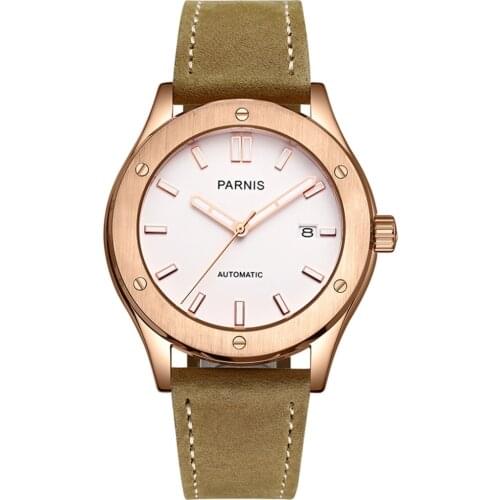 Parnis Commander II Seriers Mens Fashion Classic Dress Luminous Business Calendar Automatic Self Wind Mechanical Wrist Watches