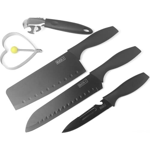 MISGAR Black Steel Kitchen Knives Combination 5pcs Set Family Multifunctional Cutting Meat Vegetable Fruit Knife Cooking Tool