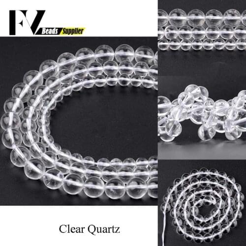 Natural Clear Quartz Round Beads 4 6 8 10mm White Crystal Stone Beads for Jewelry Making Bracelets diy Necklace Accessories 15"