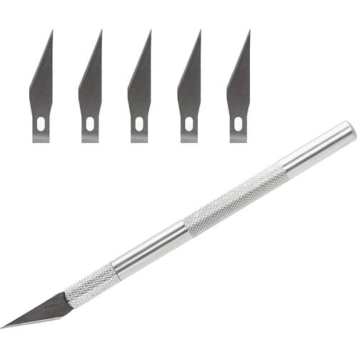 Craft Artwork Cutting Knife 6 Blades Aluminum Alloy DIY Carving Knife Sculpture Scalpel Knife Stencil Chiseling