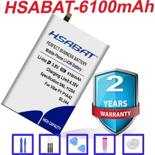 HSABAT New 6100mAh BL244 Battery for Lenovo Vibe P1 P1A42 P1C58 P1C72 Mobile Phone Batteries