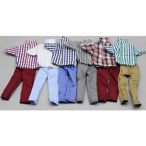 1/6 Ken the boyfriend Doll Clothes Handmade Fashion Daily Suit Striped Grid Uniform Clothes For Barbie Ken Doll Accessories