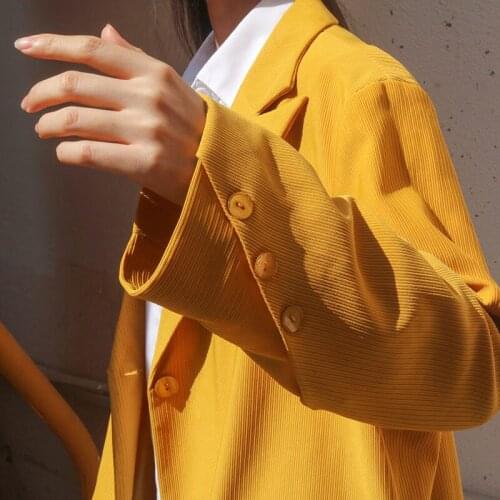 Heydress Women Chic Single Breasted Blazer Vintage Coat Fashion Notched Collar Long Sleeve Ladies Outerwear Korean Style Tops