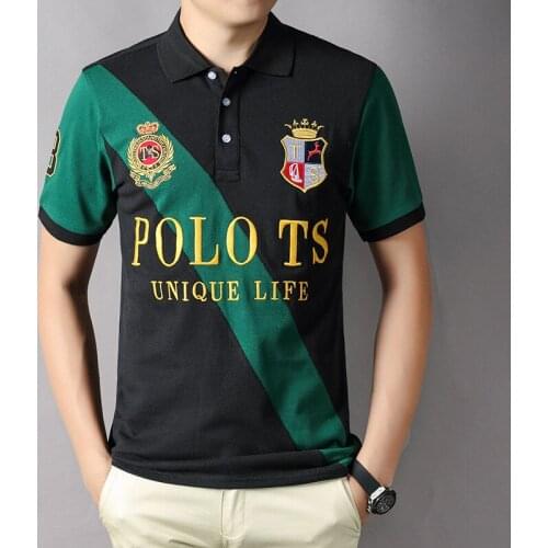 2021 Badge Embroidery Polo Shirt For Men Short-Sleeved Patchwork Mens Polos 100% Cotton Quality Summer Brand Golf Wear Clothing