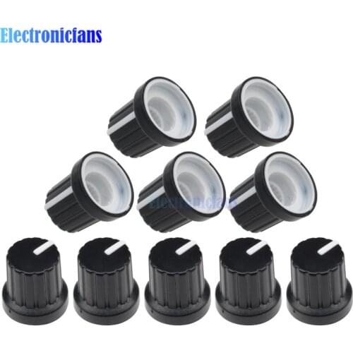 10pcs WH148 Potentiometer Knobs 6mm dia Shaft Hole control knobs caps with plastic insert fit 1/4" shaft potentiometers