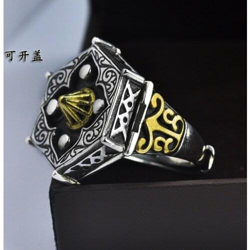 S925 silver jewelry heaven and earth gossip rings retro Thai silver mighty men wide version adjustable ring