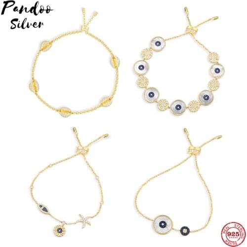 S925 Sterling Silver Jewelry 1:1 Copy,Collection ETE,Lucky Eye Adjustable Bracelet With Nacre,Seashells Bracelet With Logo