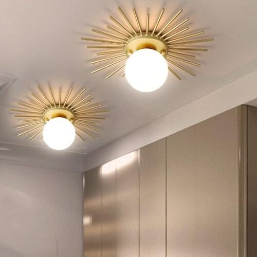 Nordic glass ball lamp Sun Shape Metal G9 gold ceiling light Hallway Ceiling Lights for Locker Room hallway ceiling light