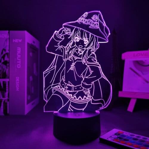 Anime KonoSuba Megumin Led Night Light for Bedroom Decor Light Brithday Gift Manga KonoSuba Room Desk 3d Table Lamp Acrylic LED