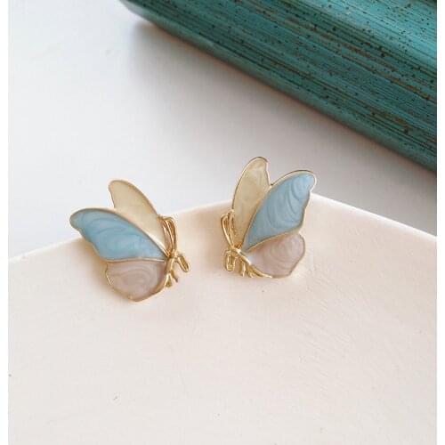 Timlee E292 Retro Personality Butterfly Wing Alloy Studs Earrings For Girl ,Temperamental Jewelry wholesale