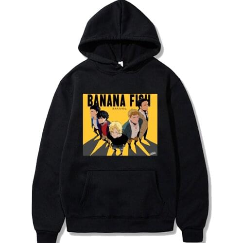 Mens Hoodies Banana Fish Harajuku Unisex Hoodies Japanese Anime Printed Fun Streetwear Fashion Casual Males Sweatshirt Hoodies