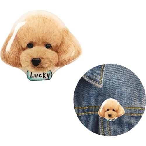 Creative Personalized Custom Pet Photo Name Acrylic Brooch Badge Customized DIY Dog Cat Cute Pin Brooches Animal Jewelry Present