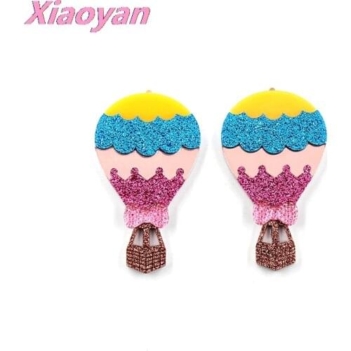 1pair) Hot Air Balloon for Earrings Cute Travel Glitter Acrylic Party DIY
