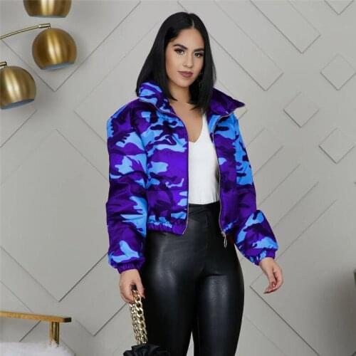 Adogirl Print Winter Jacket Womem Streetwear Camuflagem Warm Parka Down Bubble Coat Couple Wear Gola Alta Casacos Outwear