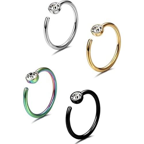 Mixed Color Nose Hoop Rings Surgical Steel Eyebrow Lip Ear Septum Nose Multifunctional Ring Charming Helix Piercing Body Jewelry