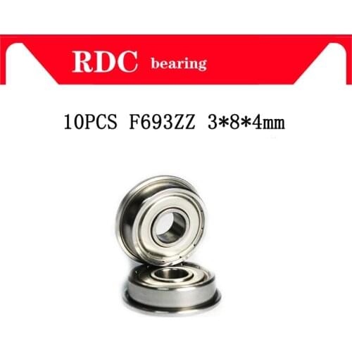 High quality 10pcs ABEC-5 F693ZZ F693 ZZ F693Z 3*8*4 mm 3x8x4 mm Metal Double Shielded flanged Bearing Ball Bearings with flange