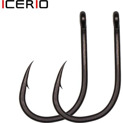ICERIO 100pcs Matt Black Beak Point Wide Gap Carp Fishing Hooks High Carbon Steel Barbed Rig Hook