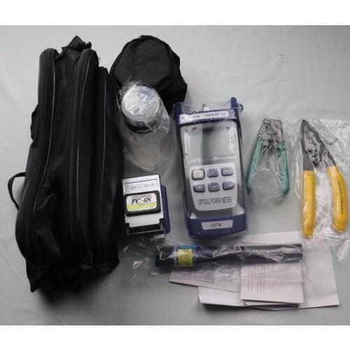 13 in 1 FTTH fiber optic tool kit with FC-6S Optical Fiber Cleaver and optical power meter 10mW Visual Fault Locator