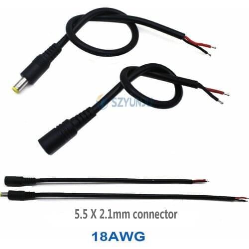 18AWG 0.75mm 5.5X2.1mm Female / Male DC Power Plug Connector Cable For LED Strip 5050 3528 5630