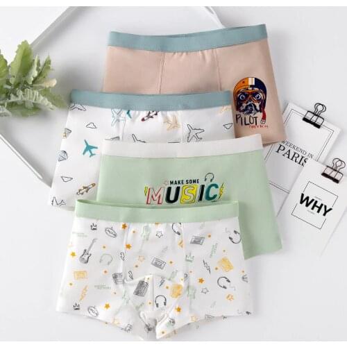 4pcs/set Teenage Boys Boxer Briefs Childrens Underwear Kids Soft Cotton Cartoon Underpants for Baby High Quality Boy Panties