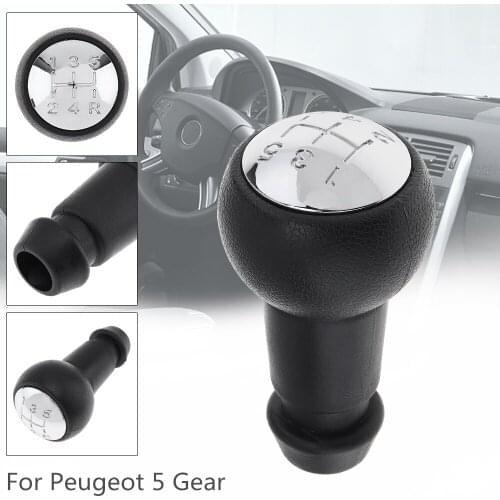 5 Speeds Durable ABS Plastic Chrome Car Manual Gear Shift Handball Knob for Peugeot 106 206 306 406 207 307 407 2008