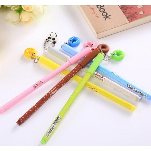 6Pcs/lot Cute 0.38mm Gel Ink Pen lovely Donuts Pen Kawaii School Stationery Office Suppliers Kids Gift