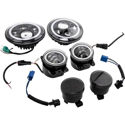 7 inch LED Angel Eye Headlights Lights Fog Turn Light For Jeep Wrangler JK 2007-2017