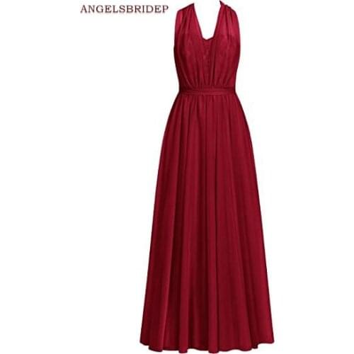 ANGELSBRIDEP A-Line Long Bridesmaid Dresses Simple Design Cheap Halter Vestido da dama de honra Formal Party Gowns Hot