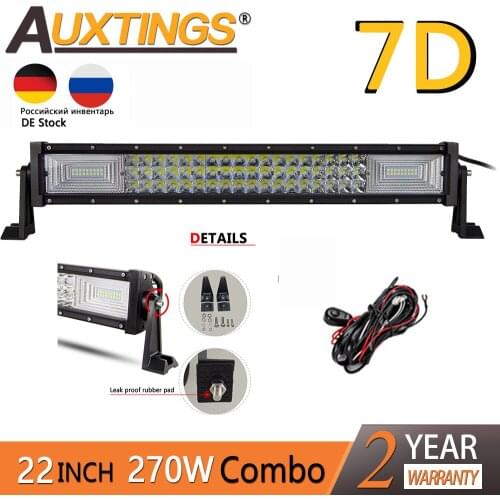 Auxtings Tri rows 21inch 22in 270w Led Light Bar Work Light 7D led bar 4x4 Truck ATV Car Roof Offroad Driving Light Bar 12V 24V