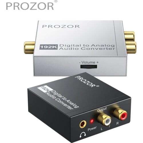 PROZOR 192kHz Digital Optical Toslink SPDIF Coaxial To Analog Audio Converter Decoder RCA 3.5mm Jack Output DAC Audio Adapter