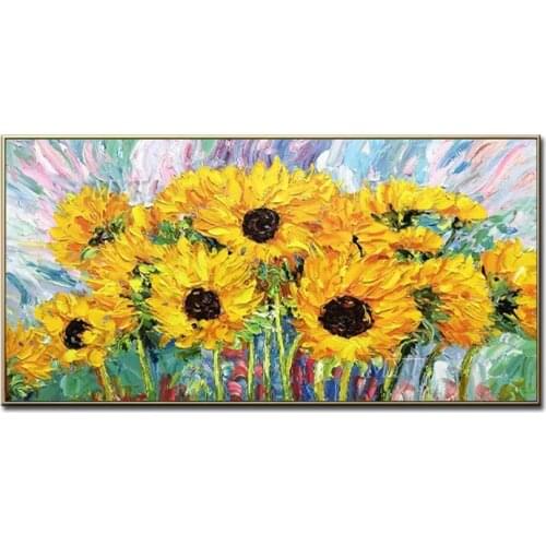 A Sunflower Flower Unframe Oil Painting 100% Handpainted Paintings Wall Art Home Decor Picture Modern Oil Painting On Canvas