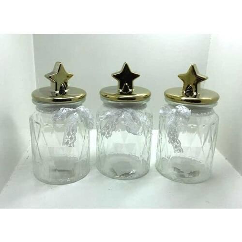 Depoexpres Ceramic With Star Cap 3'lü 900ML. Glass Jar