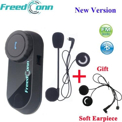 FreedConn Motorcycle Intercom Bluetooth Helmet Headset T-COM FM 2 Riders BT Interphone Moto Intercomunicador+Soft Mic