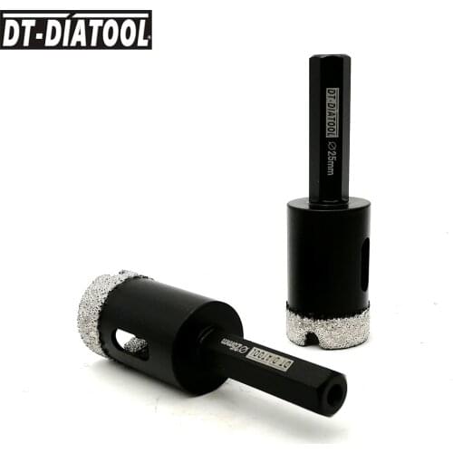 DT-DIATOOL 2pcs Diamond Hole Saw Drill Core Bits Dry Hexagon shank Core Drilling Bits for Tile Ceramic Granite Dia 25mm