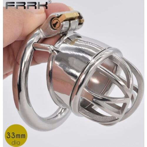 FRRK Metal Cock Tube BDSM Adult Sex Toys for Men Put On Dicks Chastity Device Wear Male Bondage Belt Penis Rings CB Lock Bird