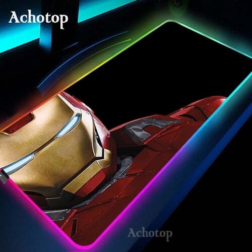 Ironmans LED Light Mousepad RGB Keyboard Desk-mat Colorful Surface Mouse Pad Waterproof Multi-size World Computer Gamer CS Dota