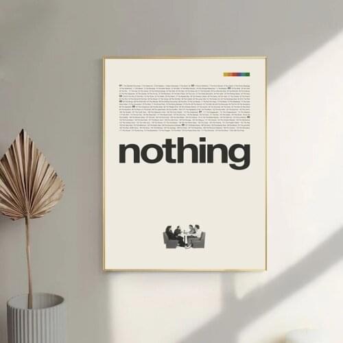 SEINFELD Inspired Nothing Minimalist Black and White Canvas Painting Poster and Print Wall Art Pictures Modern Office Home Decor