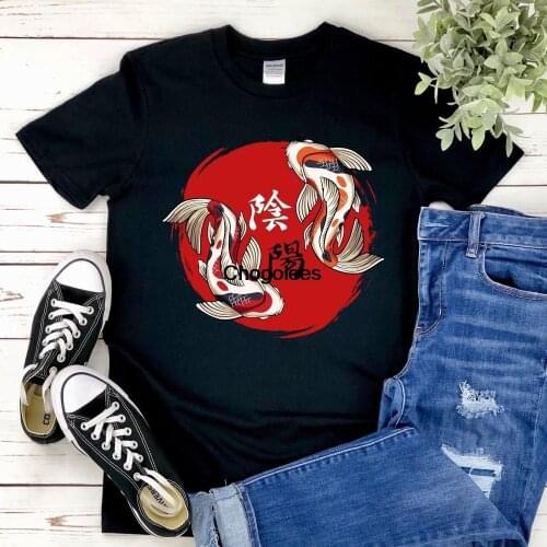 Koi Fish Yin Yang Enso Asian Japanese Art Kanji Jinli Nishikigoi Zen Aquariums Anime Mandala Fan T Shirt Hoodie