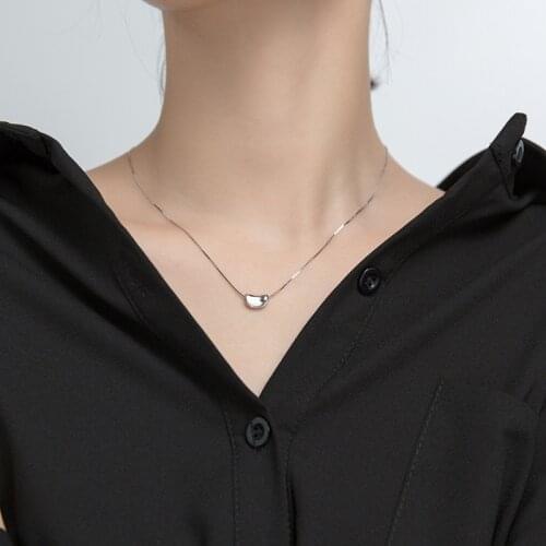 MODIAN New Link Chain Necklace for Women Fashion 925 Sterling Silver Bean Simple Pendant Necklace Fine Jewelry Girl Gift