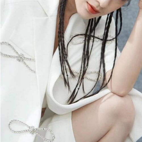 Trendy Simple Bow Brooch for Women Flash Crystal Luxury Dress Pin Rhinestone Bowknot Fashion French Suit Coat Lapel Pins Jewelry