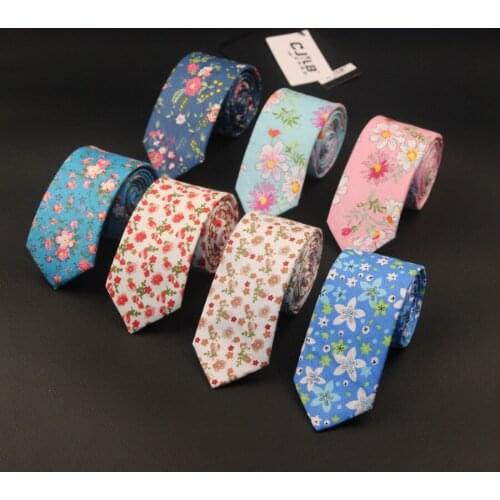 Men ties necktie new Korean designers fashion slim narrow cotton 6cm print floral cute for men wedding 5pcs/lot