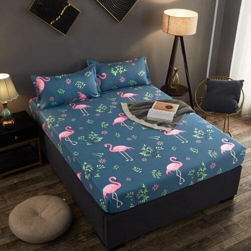 100% Polyester Solid Bed Mattress Set with Four Corners Cover with All-around Elastic Rubber Band Non-slip Dustproof Bed Sheet