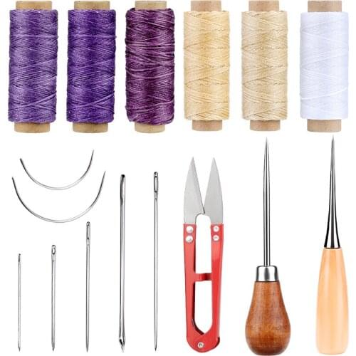 Nonvor Leather Sewing Kit Leather Repair Tools With Needles Thread Thimbles Awl Scissors Leather wax thread Hand Sewing DIY Tool